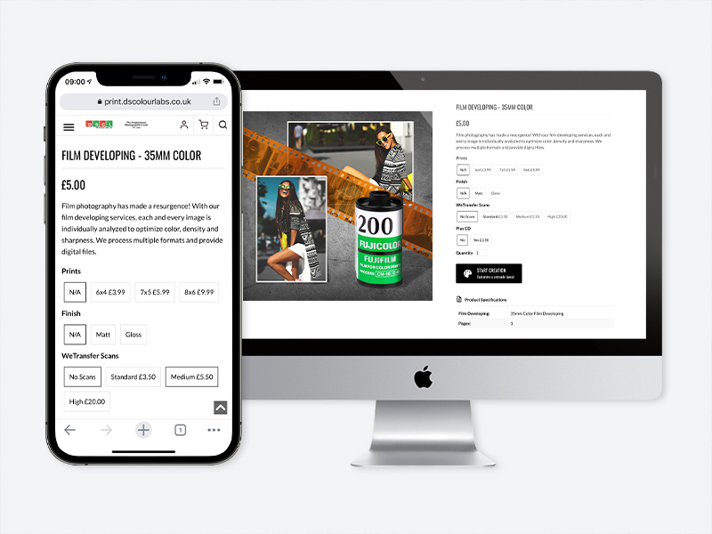Film ordering shown on desktop and mobile