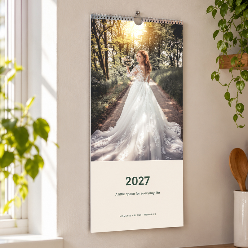 Personalised kitchen calendar displayed in a kitchen