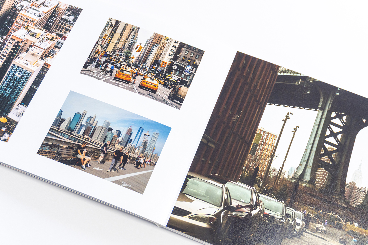 Travel photographs displayed across an open Soft Image Cover photobook
