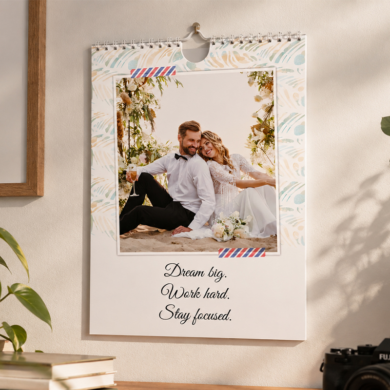 A4 personalised wall calendar displayed in a home