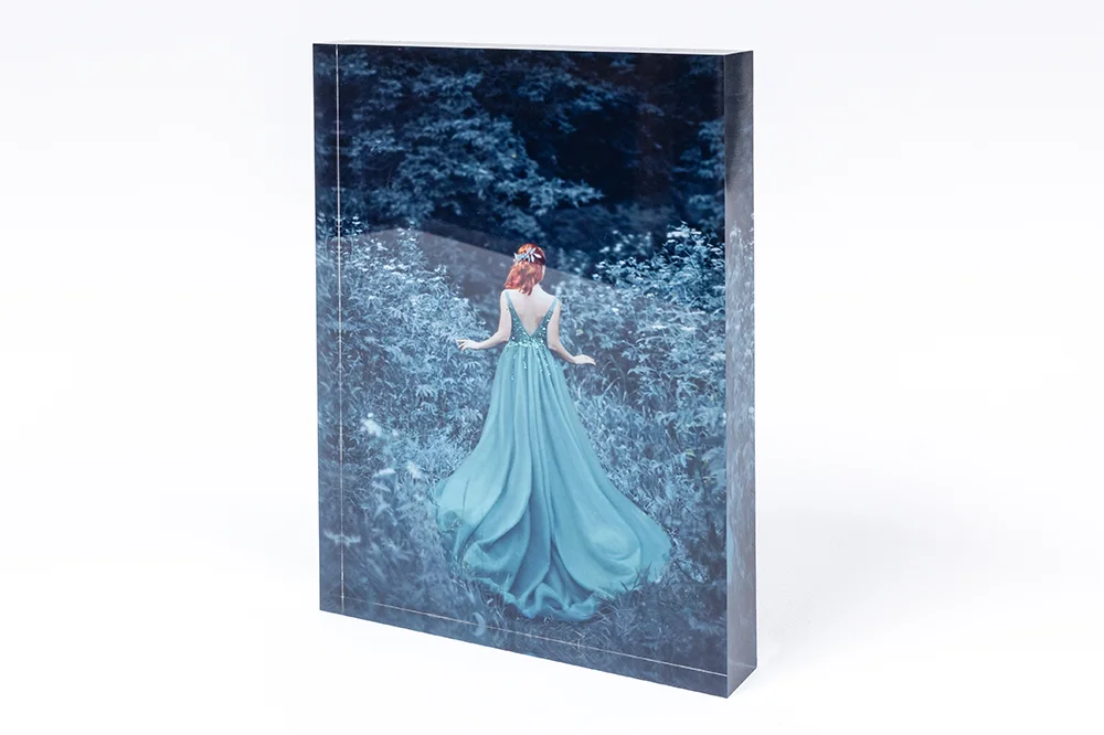 Acrylic Photo Block on Desktop