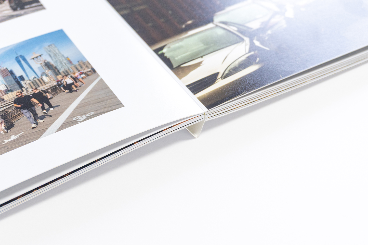 Close-up of photographic pages and centre binding