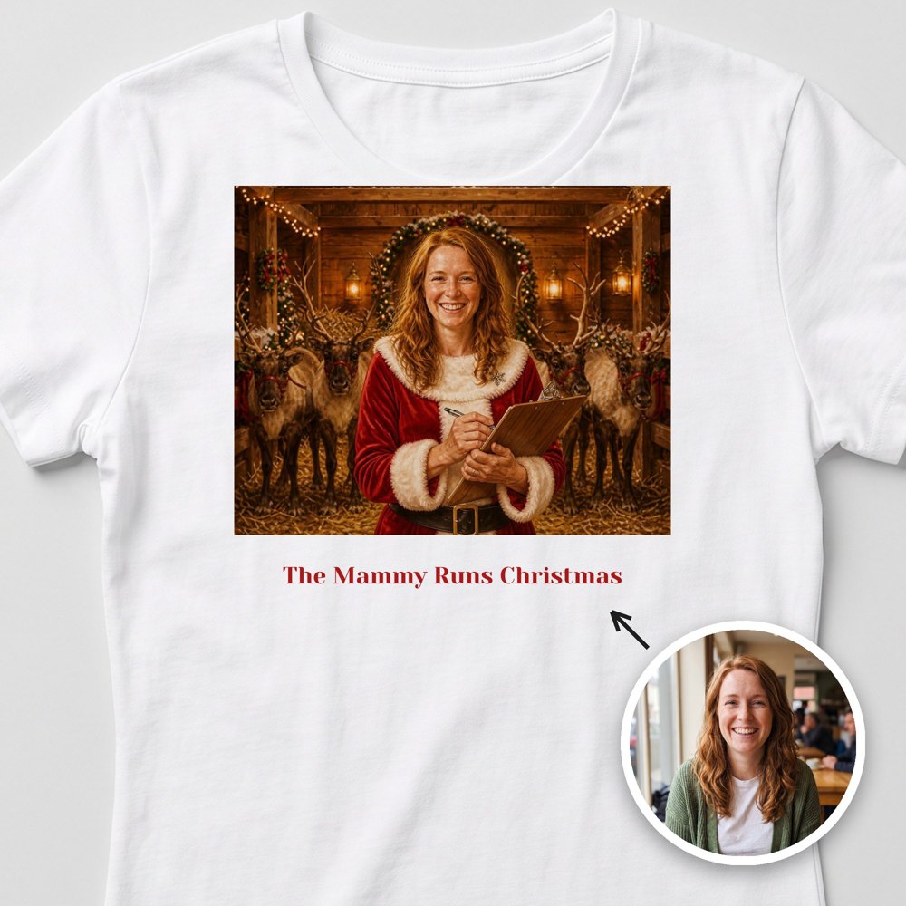 Mammy Claus T-shirt personalised with Masterpiece AI