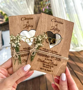 Tropical Wood Wedding Invitation Set with Flower Twine