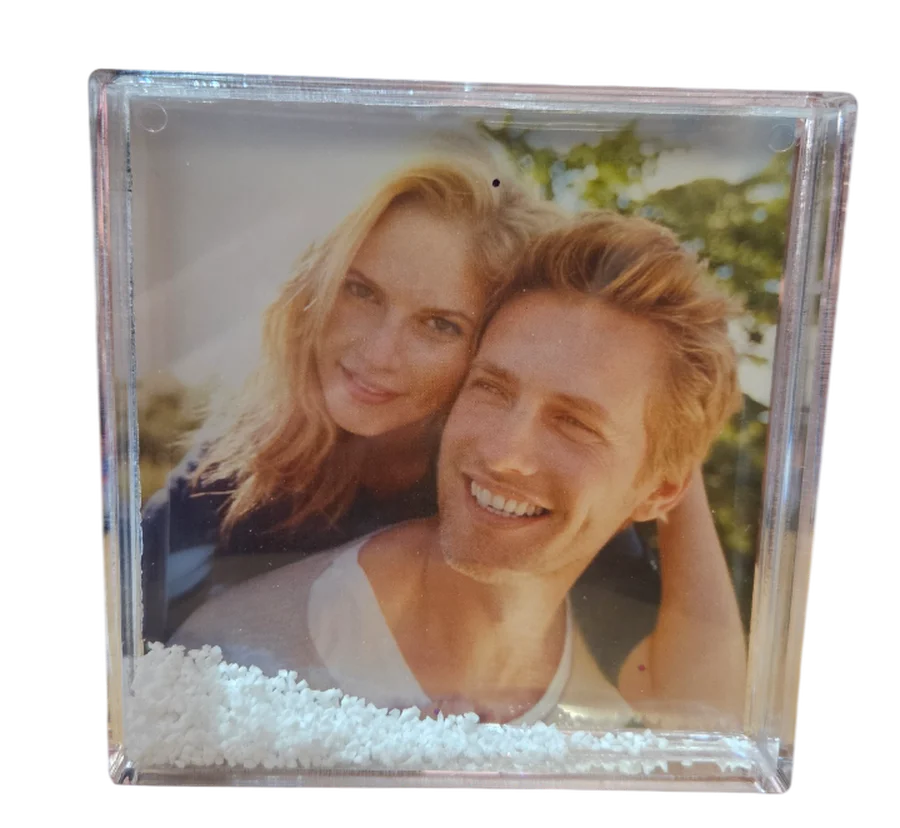 Square photo block with snow