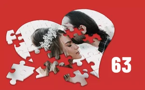 Puzzle în formă de inimă 63 piese