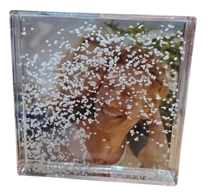 Square photo block with snow